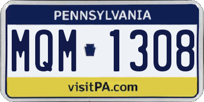 PA license plate MQM1308