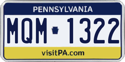 PA license plate MQM1322