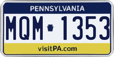PA license plate MQM1353