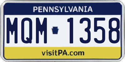 PA license plate MQM1358
