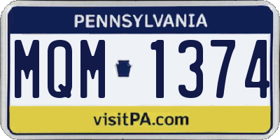 PA license plate MQM1374
