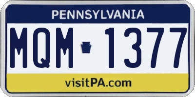 PA license plate MQM1377