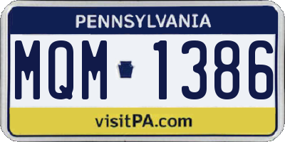 PA license plate MQM1386