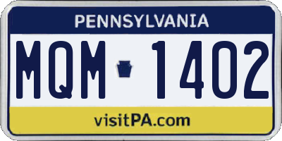 PA license plate MQM1402