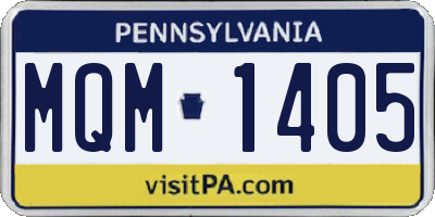 PA license plate MQM1405
