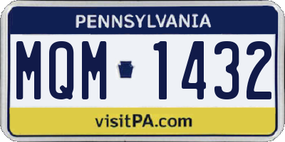 PA license plate MQM1432