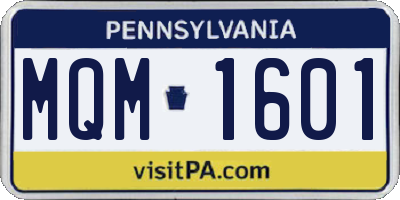 PA license plate MQM1601