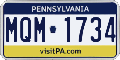 PA license plate MQM1734