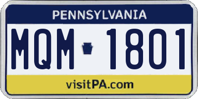 PA license plate MQM1801