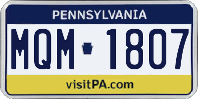 PA license plate MQM1807