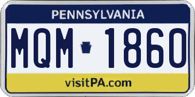 PA license plate MQM1860