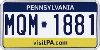 PA license plate MQM1881