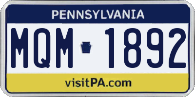 PA license plate MQM1892