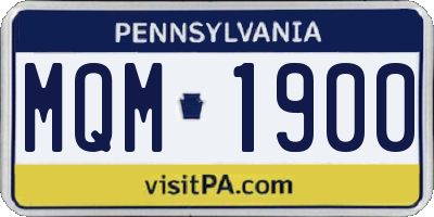 PA license plate MQM1900