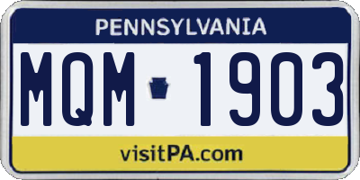 PA license plate MQM1903