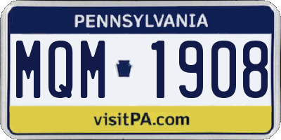 PA license plate MQM1908