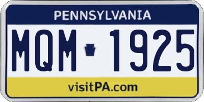 PA license plate MQM1925