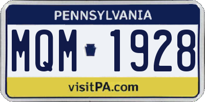PA license plate MQM1928