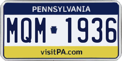 PA license plate MQM1936