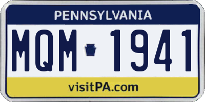 PA license plate MQM1941