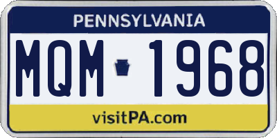 PA license plate MQM1968