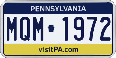 PA license plate MQM1972