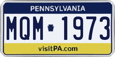 PA license plate MQM1973