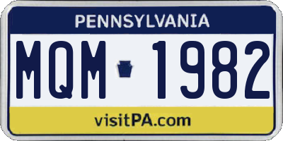 PA license plate MQM1982