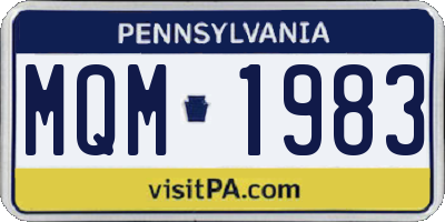 PA license plate MQM1983