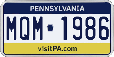 PA license plate MQM1986