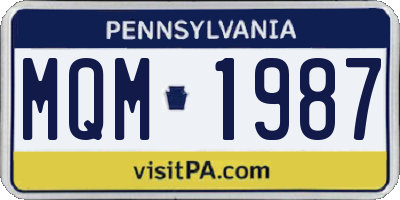 PA license plate MQM1987