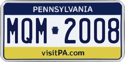 PA license plate MQM2008