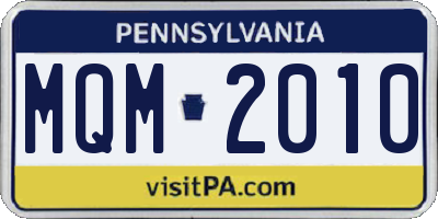 PA license plate MQM2010