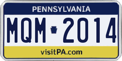 PA license plate MQM2014