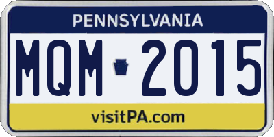PA license plate MQM2015