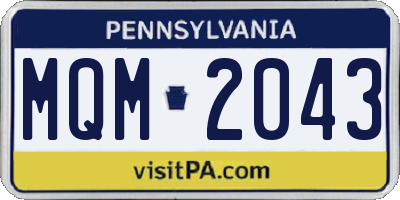 PA license plate MQM2043