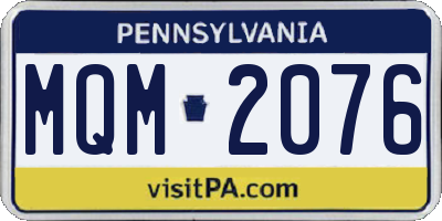 PA license plate MQM2076