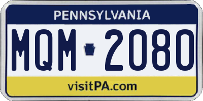 PA license plate MQM2080