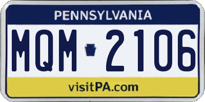 PA license plate MQM2106