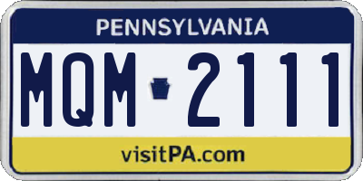 PA license plate MQM2111