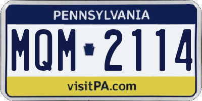 PA license plate MQM2114