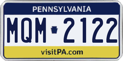 PA license plate MQM2122