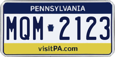 PA license plate MQM2123