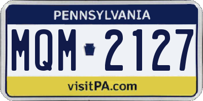 PA license plate MQM2127