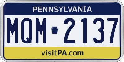 PA license plate MQM2137