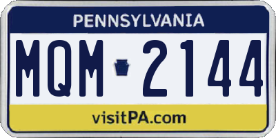PA license plate MQM2144
