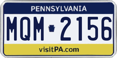 PA license plate MQM2156