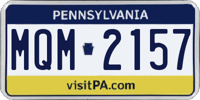 PA license plate MQM2157