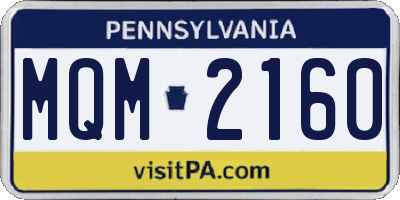 PA license plate MQM2160