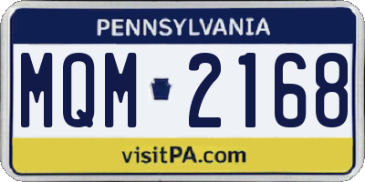 PA license plate MQM2168